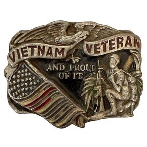 Vintage 1988 Vietnam Veteran Belt Buckle Great American Buckle Co USA Made